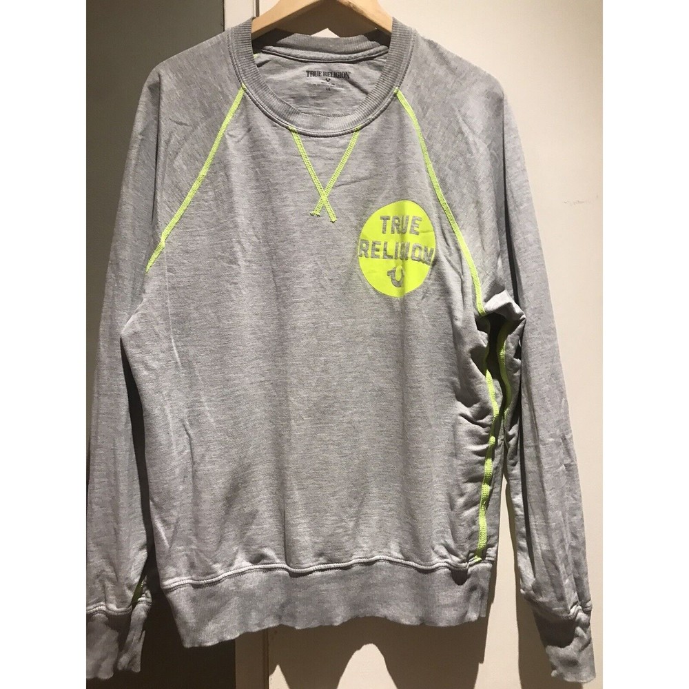 EUC True Religion Long Sleeve Grey Design Shirt Size L Rare Style